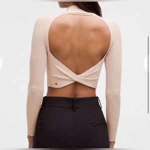 Elegant Cream Open-Back Women's Top